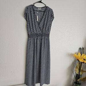 Max Studio Maxi Dress Floral Black and Blue Size Large